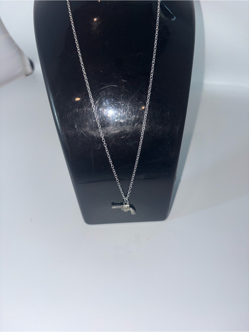 Silver Pistol Charm Pendant Necklace - Women Jewelry